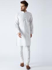 SOJANYA Men White & Black Printed Kurta with Churidar