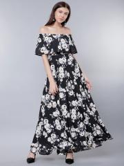 Tokyo Talkies Women Black Printed Maxi Dress