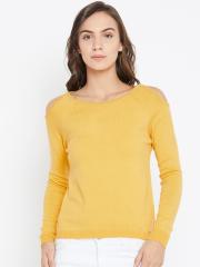 Madame Women Yellow Solid Sweater