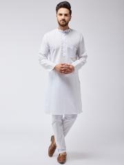 SOJANYA Men White Solid Kurta with Pyjamas