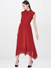 AND Women Red Solid Maxi Dress