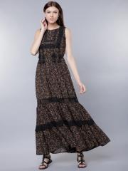 Tokyo Talkies Women Black Printed Maxi Dress