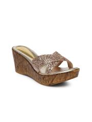 Catwalk Women Gold-toned Embellished Wedges