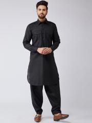 SOJANYA Men Black Solid Kurta with Salwar