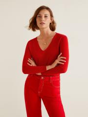 MANGO Women Red Solid Pullover