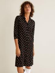 MANGO Women Black Printed Shirt Dress