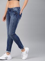 HRX by Hrithik Roshan Women Blue Skinny Fit Mid-Rise Clean Look Stretchable Jeans