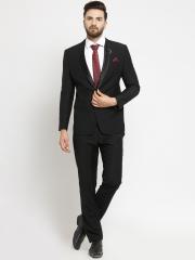 LUXURAZI Men Black Solid Tuxedo Suit