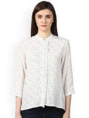 Park Avenue Women White Printed Shirt Style Top