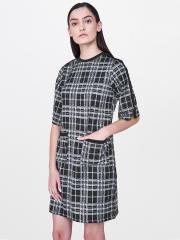 AND Women Black Checked Sheath Dress