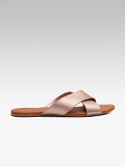 Carlton London Women Rose Gold-Toned Solid Open Toe Flats