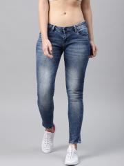 HRX by Hrithik Roshan Women Blue Slim Fit Mid-Rise Clean Look Stretchable Jeans