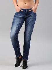 HRX by Hrithik Roshan Women Blue Slim Fit Mid-Rise Clean Look Stretchable Cropped Jeans