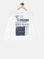 Pepe Jeans Boys White Printed T-shirt