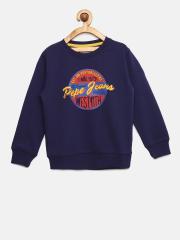 Pepe Jeans Boys Navy Blue Printed Sweatshirt