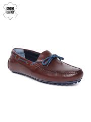 Ruosh Men Brown Leather Boat Shoes