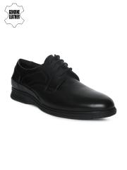 Ruosh Men Black Genuine Leather Formal Derbys