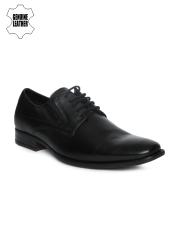 Ruosh Men Black Genuine Leather Formal Derbys