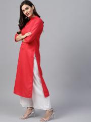 GERUA Women Red Solid Straight Kurta