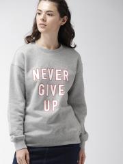 FOREVER 21 Women Grey Printed Sweatshirt