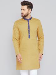 See Designs Men Khaki Solid Straight Kurta