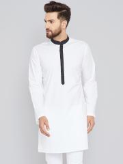 See Designs Men White Solid Straight Kurta