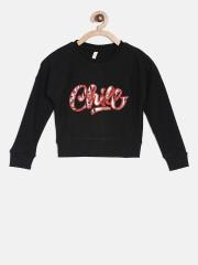 Lee Cooper Girls Black Printed Sweatshirt