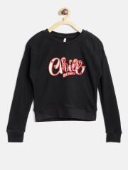 Lee Cooper Girls Black Solid Sweatshirt