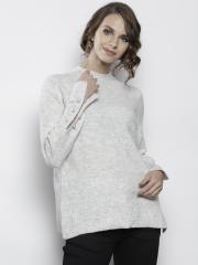 DOROTHY PERKINS Women Grey Melange Solid Sweater