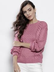 DOROTHY PERKINS Women Pink Self Design Pullover