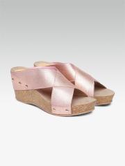 Dune London Women Rose Gold Solid Sandals