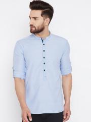 even Men Blue Solid Straight Kurta