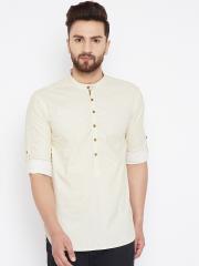 even Men Beige Printed Straight Kurta