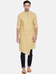 The Indian Garage Co Men Beige Solid Straight Kurta