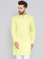 See Designs Men Yellow Solid Straight Kurta