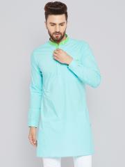 See Designs Men Blue Solid Straight Kurta