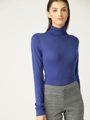 MANGO Women Blue Solid Pullover