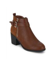 Truffle Collection Women Tan Solid Heeled Boots