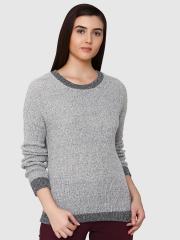 Vero Moda Women Grey Solid Sweater