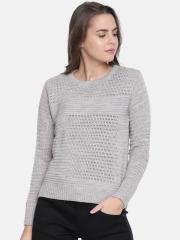 Duke Women Grey Self Design Pullover