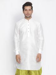 VASTRAMAY Men White Solid Straight Kurta