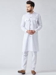 SOJANYA Men White Solid Kurta with Pyjamas