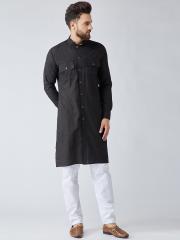 SOJANYA Men Black Solid Kurta with Pyjamas