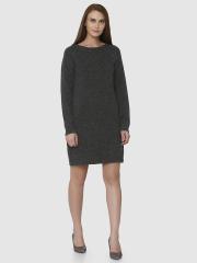 Vero Moda Women Charcoal Grey Solid Sweater Dress