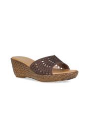 Rocia Women Brown Solid Wedges With Laser Cuts