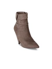 SHUZ TOUCH Women Khaki Solid Heeled Boots