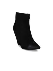 SHUZ TOUCH Women Black Solid Heeled Boots