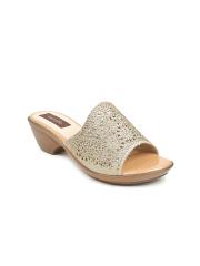 VALIOSAA Women Gold-Toned Solid Sandals