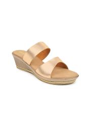 VALIOSAA Women Gold-Toned Solid Sandals