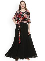 Just Wow Women Black Printed Maxi Dress